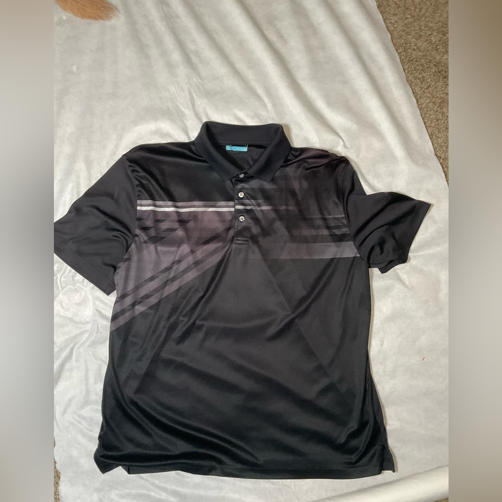 PGA Tour Men's Golf Performance‎ 3 Button Placket Polo Shirt - blk grey XXL